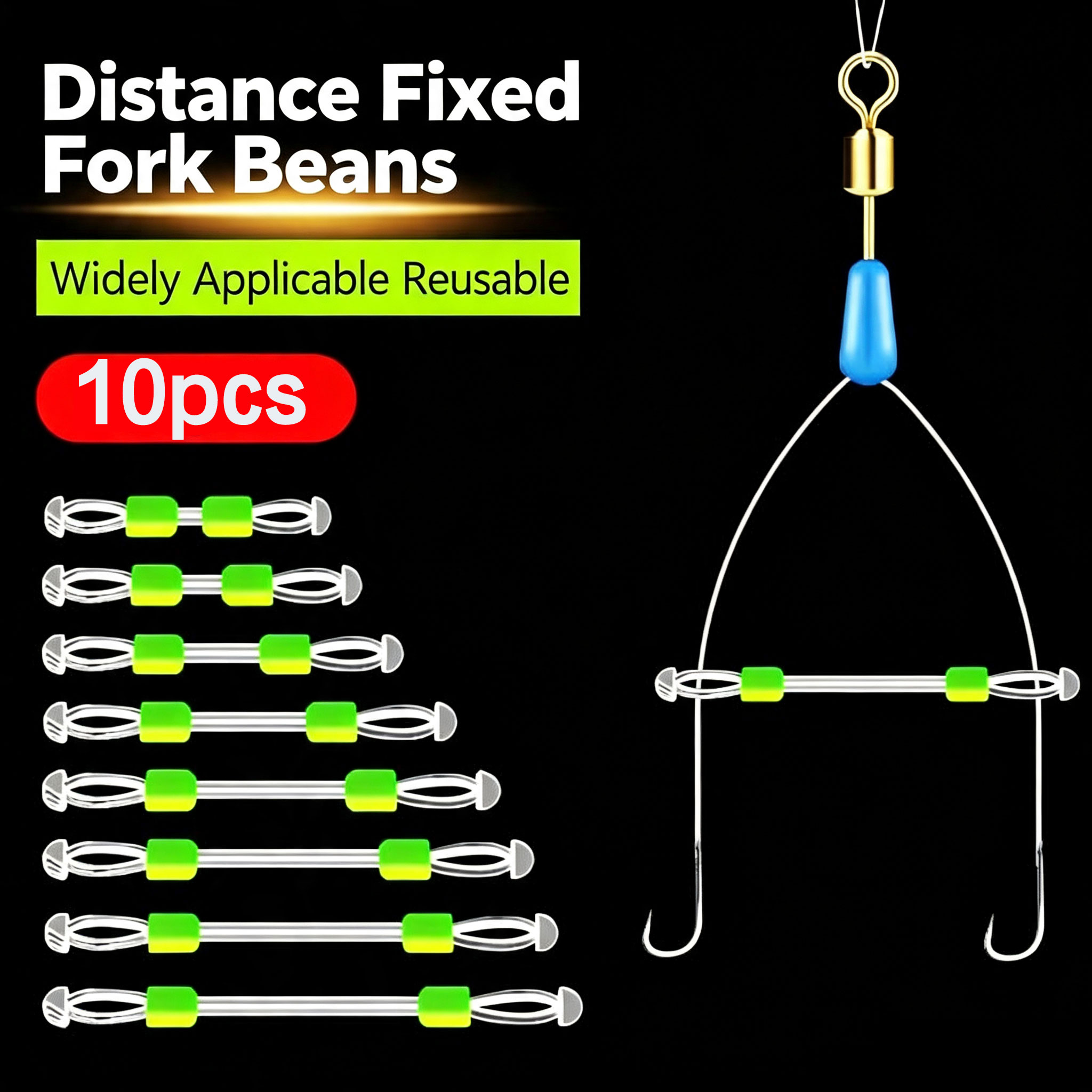 Fishing Line Winder - 10 個固定距離釣り糸セパレーターシリコンダブルフック抗絡み防止豆鯉釣り道具アクセサリー