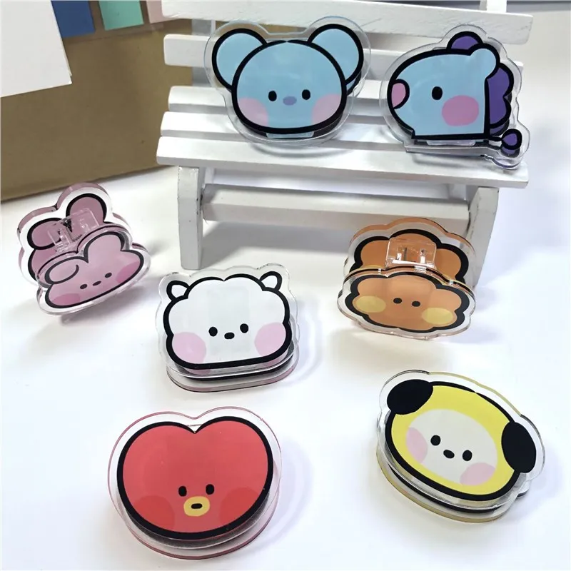 Tippet Line - かわいい BT21 メモクリップアクリル収納ノート両面クリップオフィス学生ポータブル PP クリップ COOKY