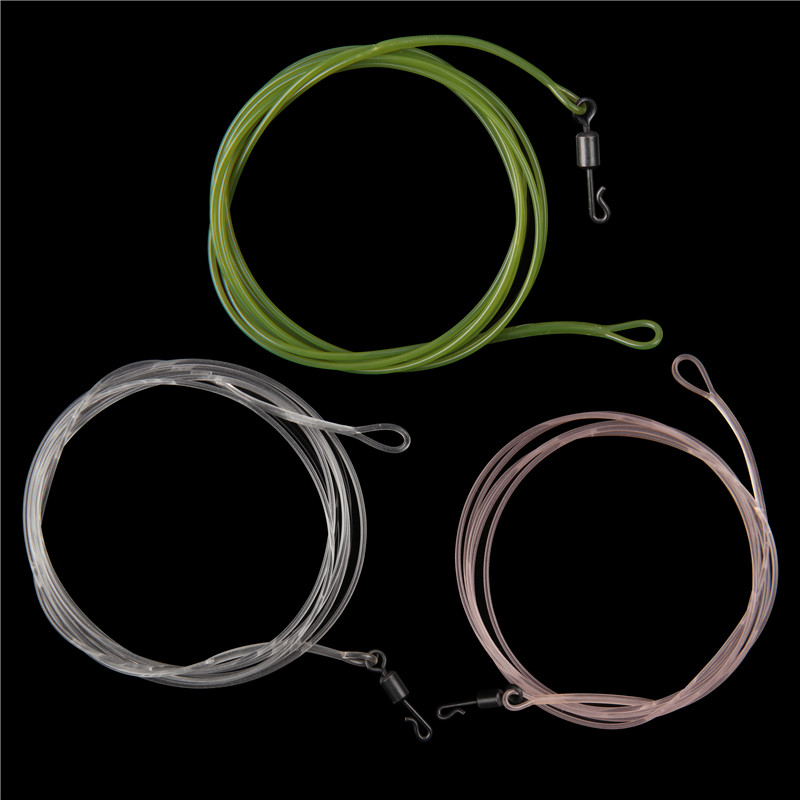 Fluorocarbon Line - 3 個/5 個 40LB 鯉釣りリーダーラインフロロカーボンワイヤーリーダーフライフィッシングリーディングラインリードクリップ付きクイックチェンジスイベル 1