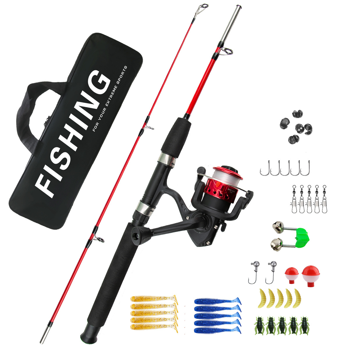 初心者向け2セクションアイスフィッシングロッドコンボ、ロング - Ice Fishing Line のレビューと価格