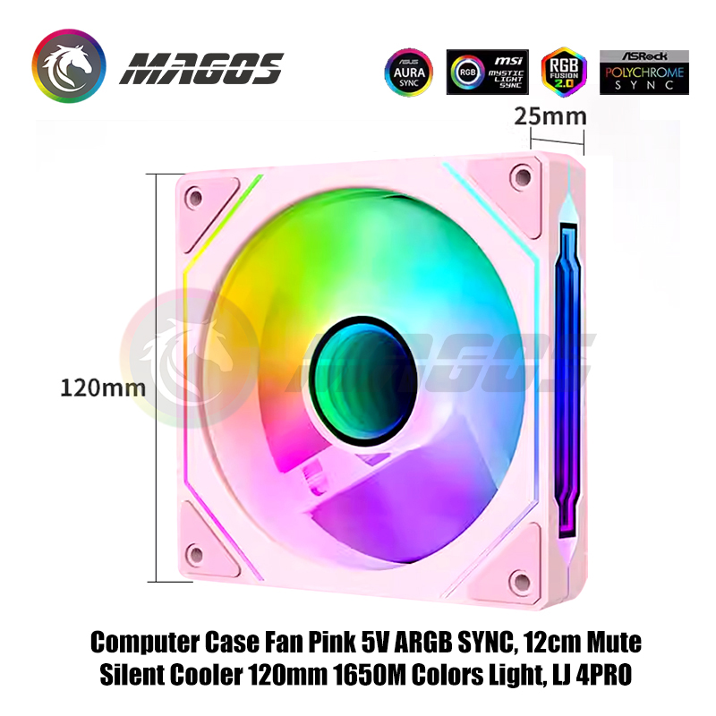 コンピュータケースファン ピンク 5V ARGB SYNC、 - Fly Line のレビューと価格