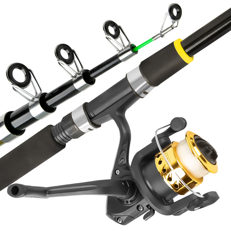 伸縮式釣り竿セット、グラスファイバー製スピニングリール、フル - Freshwater Line のレビューと価格